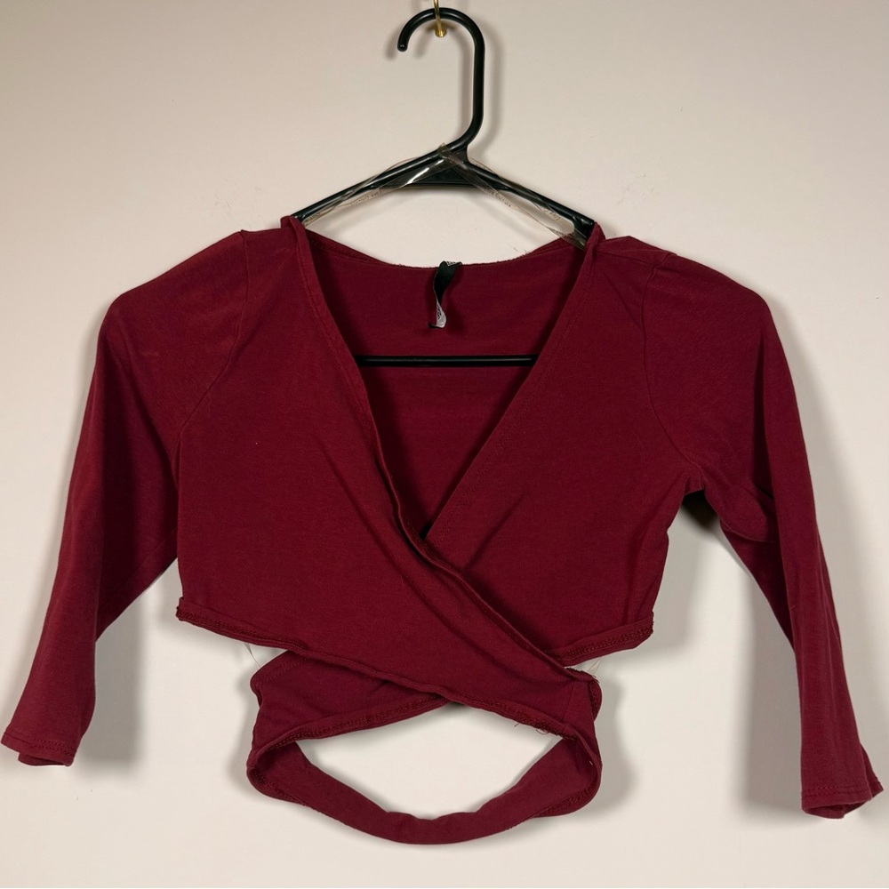 Love Culture Burgundy Wrap Crop Top
